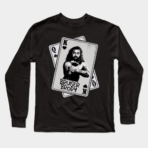 Retro Bruiser Brody Card Style Long Sleeve T-Shirt by Slepet Anis